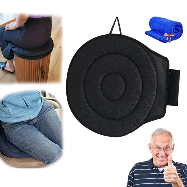 360° Rotating Seat Cushion for Car,15.7in Rotating Car Seat Cushion,Portable 360 Degree Swivel Car Seat,Elderly Support Memory Foam Cushion for Car Office Home (Black)