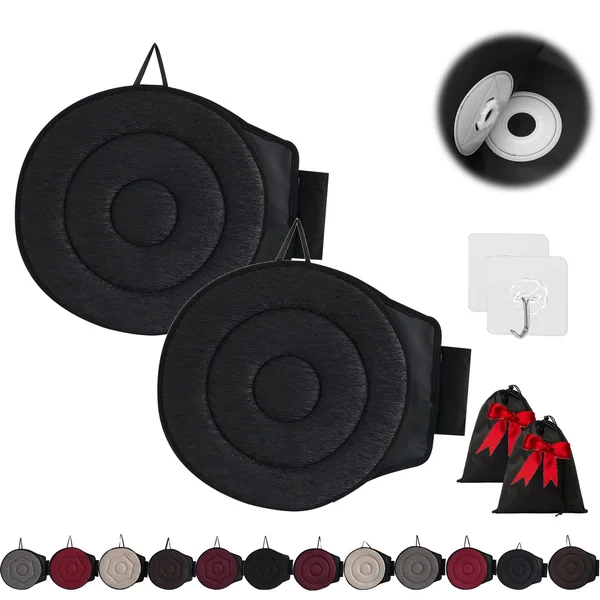 360 Rotating Seat Cushion for Car, Beneficial 360 Rotating Seat Cushion Elderly for Car, 360 Car Seat Swivel, Swivel Seat Cushion for Car for Elderly, for Those with Limited Mobility (2Pcs-A)
