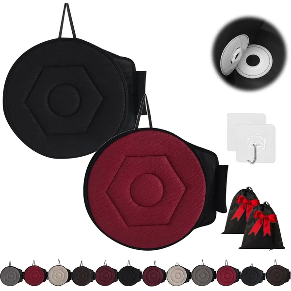 360 Rotating Seat Cushion for Car, Beneficial 360 Rotating Seat Cushion Elderly for Car, 360 Car Seat Swivel, Swivel Seat Cushion for Car for Elderly, for Those with Limited Mobility (2Pcs-H)