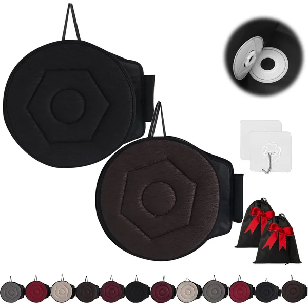 360 Rotating Seat Cushion for Car, Beneficial 360 Rotating Seat Cushion Elderly for Car, 360 Car Seat Swivel, Swivel Seat Cushion for Car for Elderly, for Those with Limited Mobility (2Pcs-K), Large