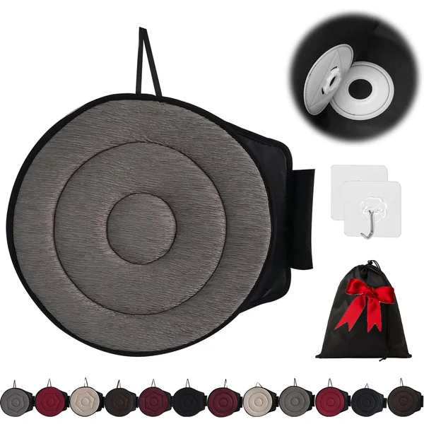 360 Rotating Seat Cushion for Car, Beneficial 360 Rotating Seat Cushion Elderly for Car, 360 Car Seat Swivel, Swivel Seat Cushion for Car for Elderly, for Those with Limited Mobility (Gray-A), Large