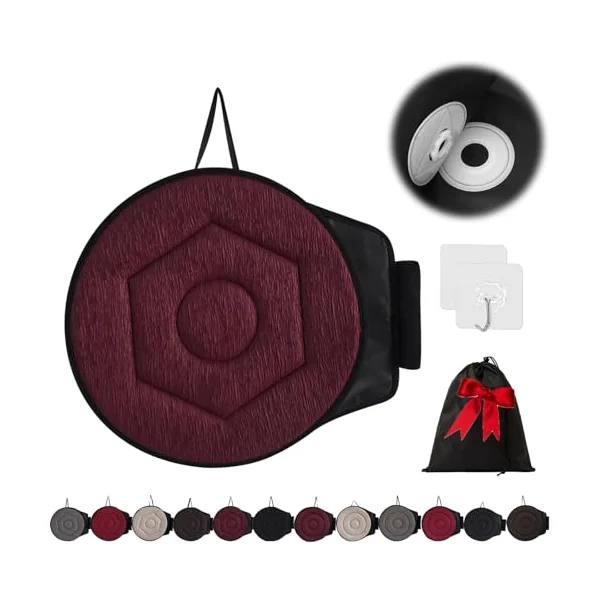 360 Rotating Seat Cushion for Car, Beneficial 360 Rotating Seat Cushion Elderly for Car, 360 Car Seat Swivel, Swivel Seat Cushion for Car for Elderly, for Those with Limited Mobility (Wine-B)
