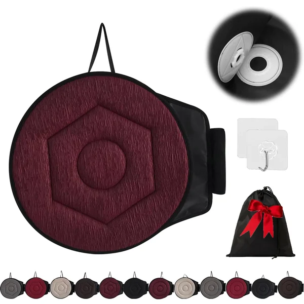360 Rotating Seat Cushion for Car, Beneficial 360 Rotating Seat Cushion Elderly for Car, 360 Car Seat Swivel, Swivel Seat Cushion for Car for Elderly, for Those with Limited Mobility (Wine-B)