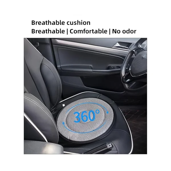 ​​360 Rotating Seat Cushion for Car, Rotating Seat Cushion 360 Degrees Elderly Support, Portable Rotating Memory Foam Car Seat Pad, Beneficial 360 Rotating Seat Cushion (Black,Rounded)