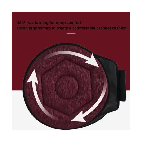 360 Rotating Seat Cushion for Car, Rotating Seat Cushion 360 Degrees Elderly Support, Portable Rotating Memory Foam Car Seat Pad, Beneficial 360 Rotating Seat Cushion (Wine red,Rhombic)