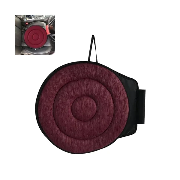 360 Rotating Seat Cushion for Car, Rotating Seat Cushion Elderly for Car, Car Transfer Aids for Elderly, Rotating Round Seat Cushion, Car Rotating to Rotate Office Chair Swivel Chair(Deep Red)