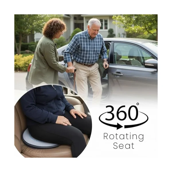 360 Rotating Seat Cushion for Car, Rotating Seat Cushion Elderly for Car, Car Transfer Aids for Elderly, Rotating Round Seat Cushion, Car Rotating to Rotate Office Chair Swivel Chair(Deep Red)