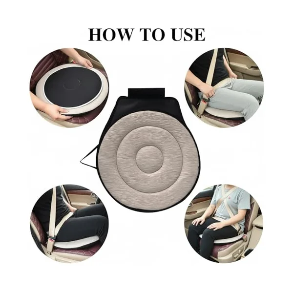 360 Rotating Seat Cushion for Car, Rotating Seat Cushion Elderly for Car, Car Transfer Aids for Elderly, Rotating Round Seat Cushion, Car Rotating to Rotate Office Chair Swivel Chair(Deep Red)