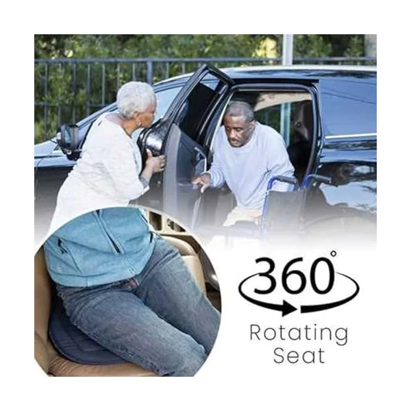 360 Rotating Seat Cushion for Car, Swivel Car Seat, Rotating Car Seat Cushion, Swivel Seat Cushion for Car for Elderly, Swivel Revolving Mobility Aid Convenient for Entry and Exit (1pairs Black)