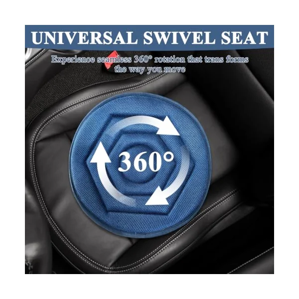 360° Swivel Car Seat Cushion Elderly Cushions Mobility Aid 15 In | Lightweight Breathable Polyester Portable Non-slip Round Rotating Elderly Disabled Mobility Aid for Vehicle Office Wheelchair