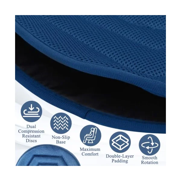 360° Swivel Car Seat Cushion Elderly Cushions Mobility Aid 15 In | Lightweight Breathable Polyester Portable Non-slip Round Rotating Elderly Disabled Mobility Aid for Vehicle Office Wheelchair