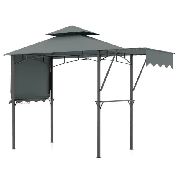 398 x 153 cm Grill Gazebo with Dual Side Awnings and Adjustable Shadow