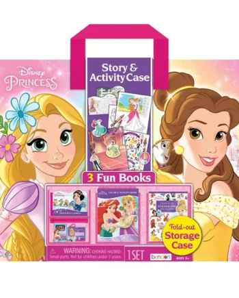 3 Disney Princess Story Books & Activity Case