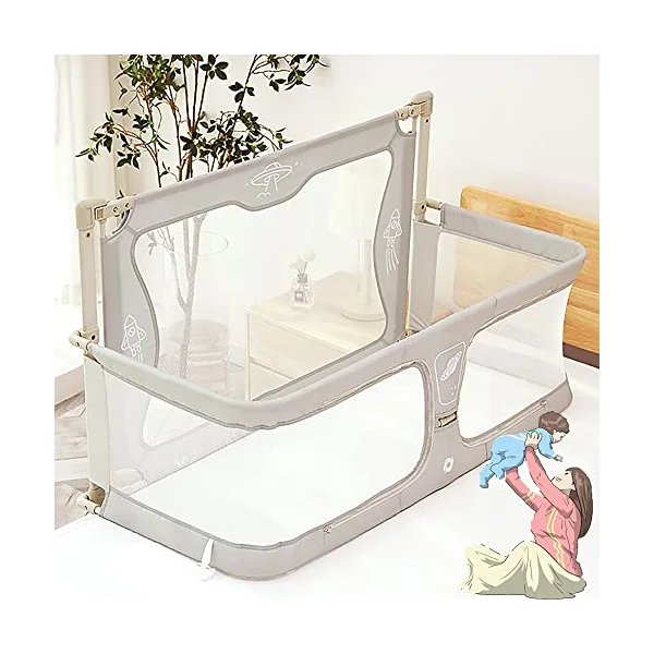 3 In 1 Baby Bassinet Bedside Sleeper,Co Sleeper For Baby In Bed,Portable Crib,breathable And Visible Mesh Window,soft Washable Liner Cover And Sturdy Aluminum Alloy,co Sleeper Bassinet Attach To Bed (