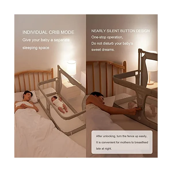 3 In 1 Baby Bassinet Bedside Sleeper,Co Sleeper For Baby In Bed,Portable Crib,breathable And Visible Mesh Window,soft Washable Liner Cover And Sturdy Aluminum Alloy,co Sleeper Bassinet Attach To Bed (