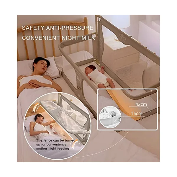 3 In 1 Baby Bassinet Bedside Sleeper,Co Sleeper For Baby In Bed,Portable Crib,breathable And Visible Mesh Window,soft Washable Liner Cover And Sturdy Aluminum Alloy,co Sleeper Bassinet Attach To Bed (