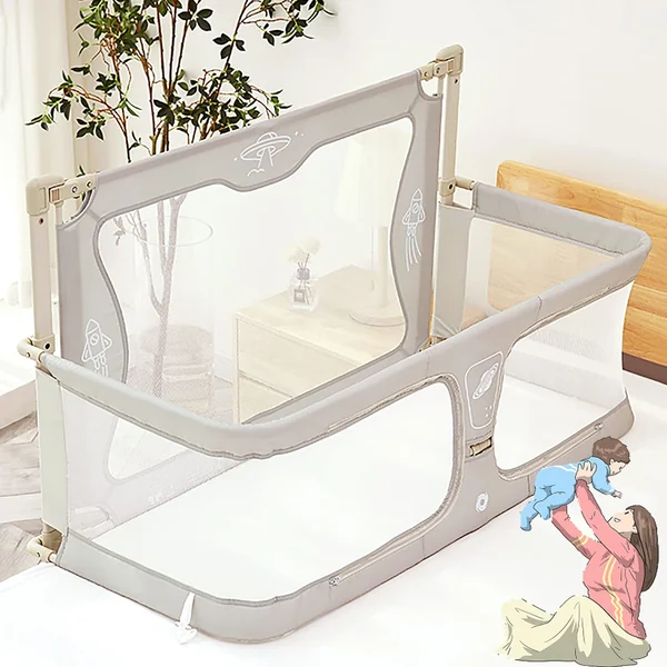 3 In 1 Baby Bassinet Bedside Sleeper,Co Sleeper For Baby In Bed,Portable Crib,breathable And Visible Mesh Window,soft Washable Liner Cover And Sturdy Aluminum Alloy,co Sleeper Bassinet Attach To Bed (