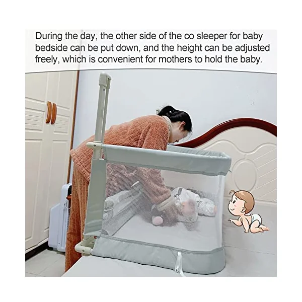 3 in 1 Baby bassinets bedside sleeper,120x50cm,co sleeper for baby in bed,Portable Crib,co sleeper bassinet attach to bed,baby beds,breathable and visible mesh window and sturdy aluminum alloy ( Color