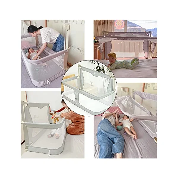 3 in 1 Baby bassinets bedside sleeper,120x50cm,co sleeper for baby in bed,Portable Crib,co sleeper bassinet attach to bed,baby beds,breathable and visible mesh window and sturdy aluminum alloy ( Color