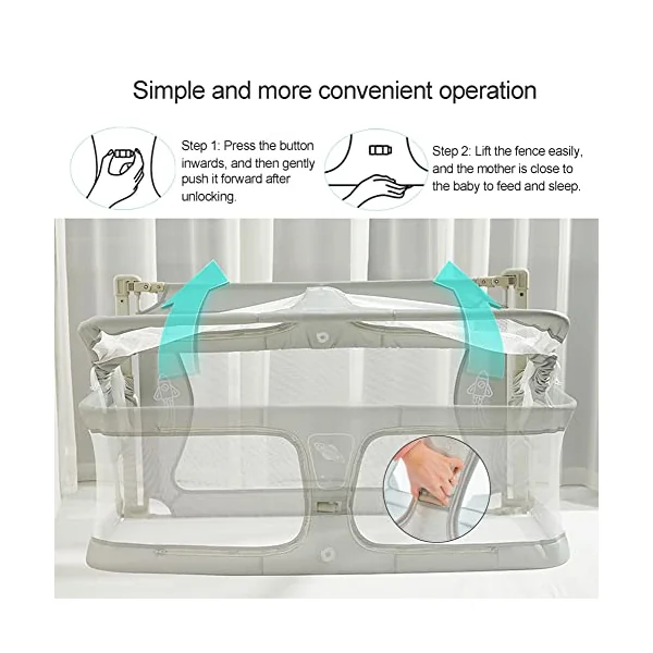 3 In 1 Baby Cosleeper Bed,co Sleeper For Baby In Bed,Cosleeper In Bed,bed Bassinet For Baby Co Sleeper,next To Me,breathable And Visible Mesh Window,soft Washable Liner Cover And Sturdy Aluminum Alloy