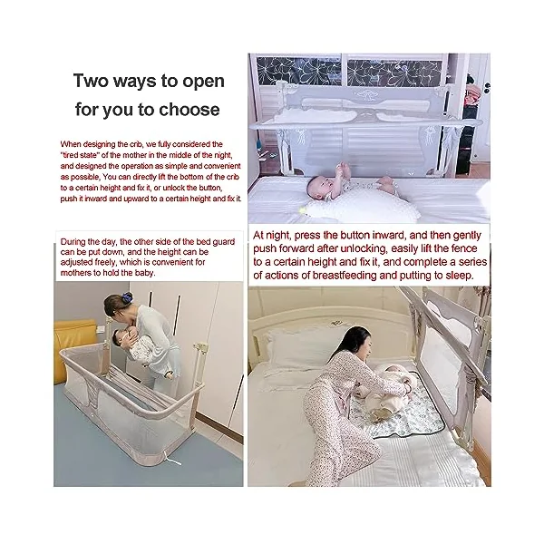 3 In 1 Baby Crib,Bed Bassinet For Baby For Co Sleeper,Next To Me Crib,Baby Bassinet Bedside,Portable Baby Crib,Breathable And Visible Mesh Window,Soft Washable Liner Cover,Easy To Assemble,47*19.7In (