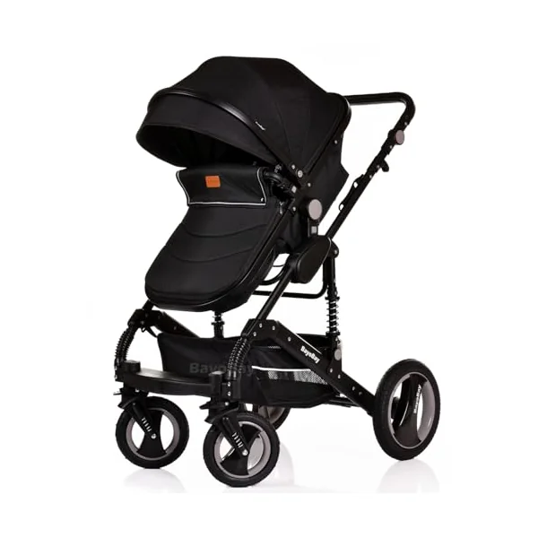3 in 1 Travel System Baby Pram Buggy with Car Seat Pushchair Carriage Child Lightweight Folding Stroller for Newborns Toddlers from Birth up to 22kg NEW 2025 Style (BB2 - Black - Black, BB2)