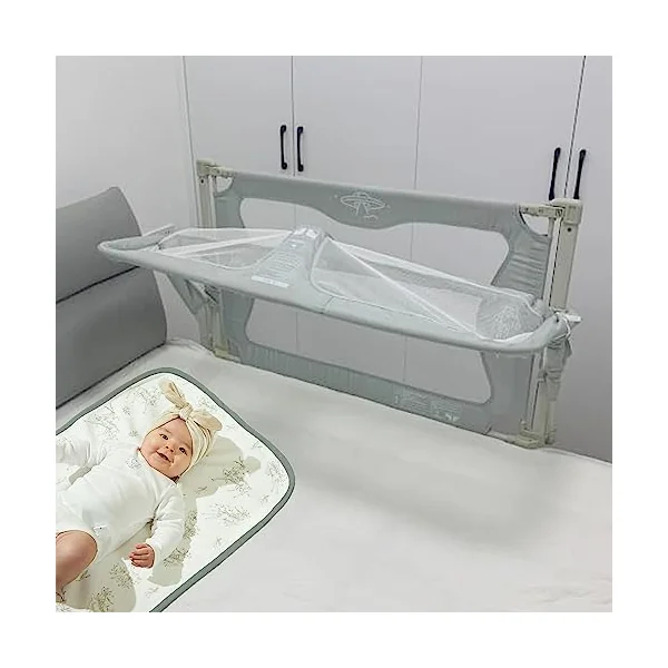 3 In 1Baby Bedside Sleeper,Multifunctional Mattress,summer Cool Mat,changing Mat And Shaping Pillow,breathable And Visible Mesh Window,soft Washable Liner Cover,bed Attachment For Baby For Co Sleeping