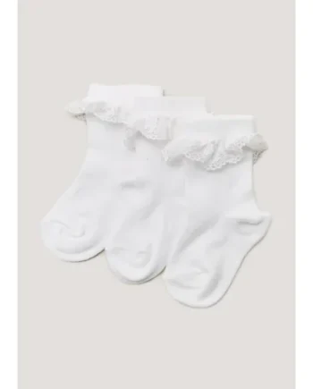 3 Pack White Frill Baby Socks (Newborn-12mths)