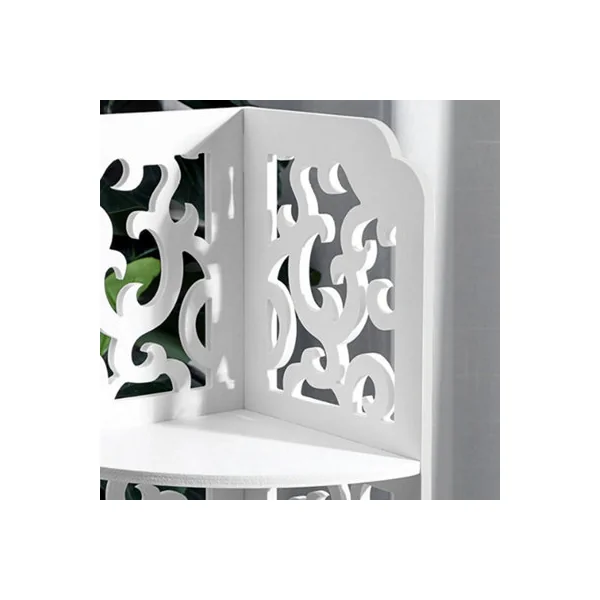 3 Tier Freestanding Corner Bathroom Shelf Carved Shower Storage Organizer Display Rack Shelving Unit White