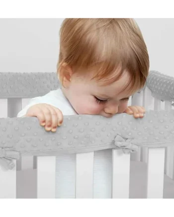 3pcs Baby Crib Rail Cover Protector Set - Cot Rail Protectors Safe Teething Guard Wrap for Standard Crib - 128x18 cm/68x18 cm Cot Teething Rail Protectors (Grey)