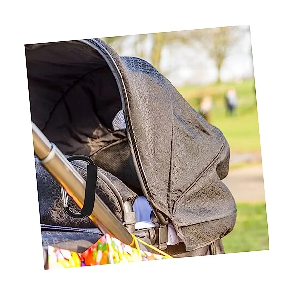 3pcs Baby Stroller Hooks Aluminum Alloy Convenient Hangers for Shopping Bags Black Stroller Accessories for Parents