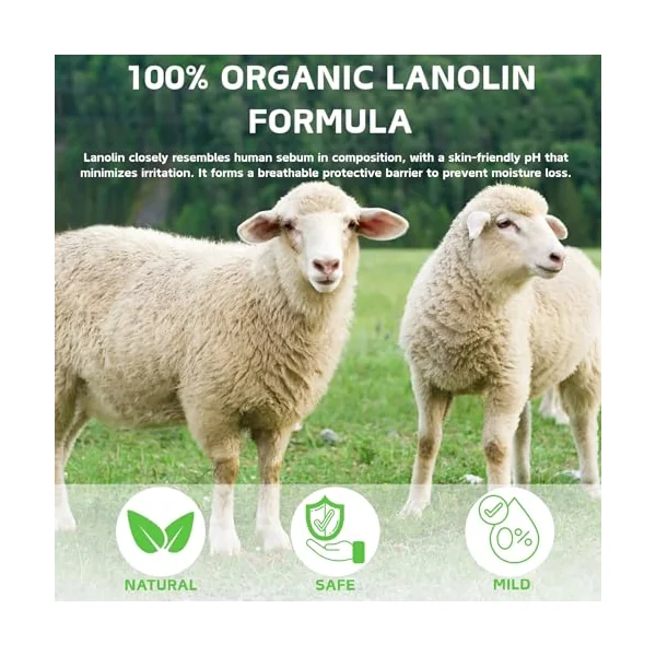 3PCS Natural Lanolin Cream for Hands & Foot,Foot Moisturizer for Dry Cracked Feet/Skin,Lanolin Nipple Cream Lip Balm for Discomfort &Eczema,Skin Barrier Repair Skin Cream Multi-Purpose Soothing Lotion