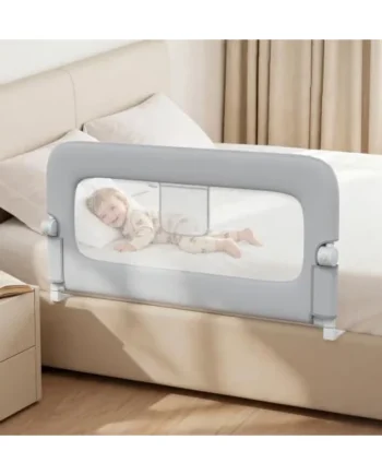47" Toddler Bed Rails Single Side Bed Rail Guard for Queen Twin Bed Grey | One Hand Silent Drop, Sturdy Steel Frame, Secure Lock Child Safety Rail, Anti Fall Protective Single Side Bed Guard Grey
