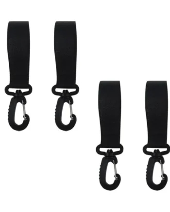 4 Pairs 360 Degree Rotation Black Stroller Hooks with Polyester Material and Convenient Load Capacity, Multi-Functional Buggy Hooks to Release Your Hands for Everyday Use