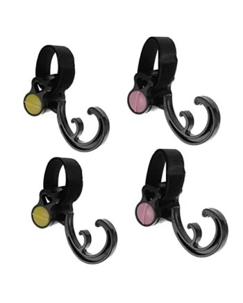 4 Pcs 360 Degree Stroller Hooks Abs Hanging Hook Set | Red, Easy to Install, for Bikes and Wheelchairs, Shopping Use, New Parents