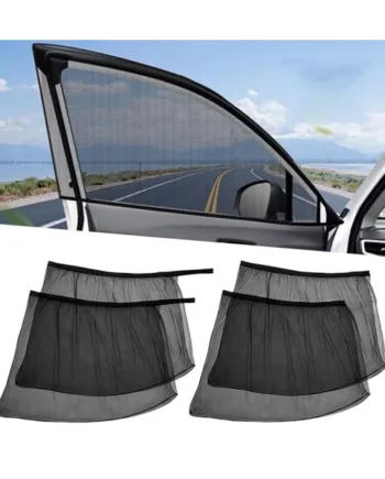 4 PCS Car Window Covers, Highly Elastic Sun Shades for Car Window | Reduces Heat Universal UV Protection, Sun Protection Net Cars Breathable Black Window Covers Privacy for Family, Pets