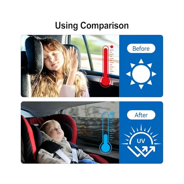 4 PCS Car Window Covers, Highly Elastic Sun Shades for Car Window | Reduces Heat Universal UV Protection, Sun Protection Net Cars Breathable Black Window Covers Privacy for Family, Pets