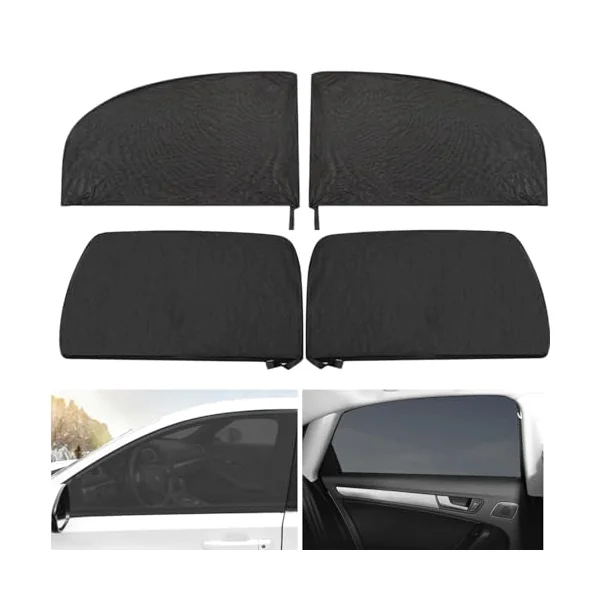 4 Pieces Car Window Shades for Baby Stretchable Breathable Mesh Sun Shade UV Protection Car Side Window Covers for Kids Adults Infants Toddlers Pets Universal Seat Sun Blocker for Most Cars SUV Saloon