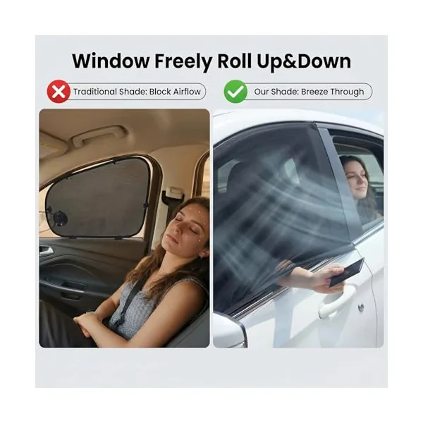 4 Pieces Car Window Shades for Baby Stretchable Breathable Mesh Sun Shade UV Protection Car Side Window Covers for Kids Adults Infants Toddlers Pets Universal Seat Sun Blocker for Most Cars SUV Saloon