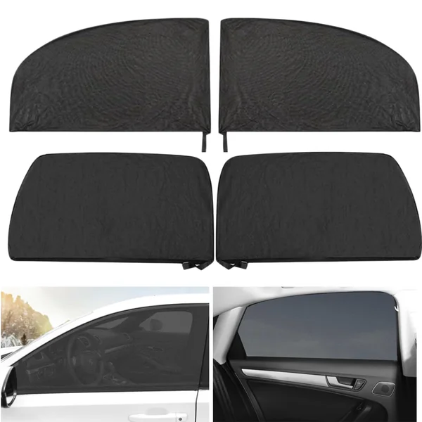 4 Pieces Car Window Shades for Baby Stretchable Breathable Mesh Sun Shade UV Protection Car Side Window Covers for Kids Adults Infants Toddlers Pets Universal Seat Sun Blocker for Most Cars SUV Saloon