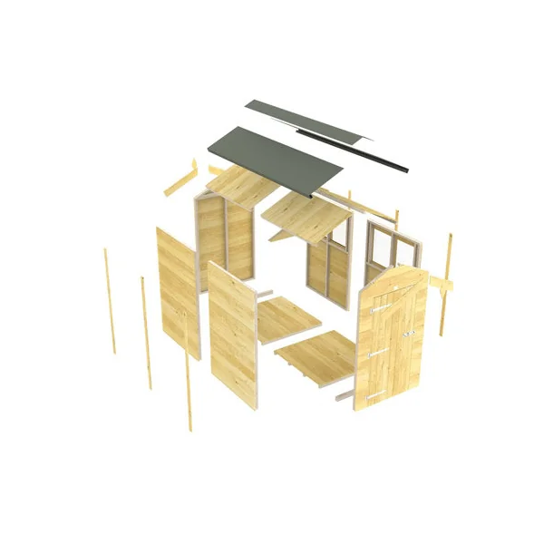 4 x 12 Feet Apex Shed - Double Door With Windows - Wood - L358 x W118 x H217 cm