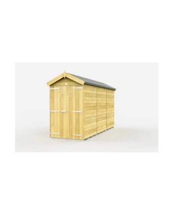 4 x 12 Feet Apex Shed - Double Door Without Windows - Wood - L358 x W118 x H217 cm