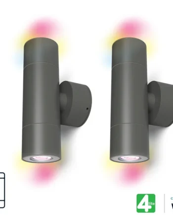 4lite WiZ Smart Outdoor Up Down Wall Lights, 2 Pack