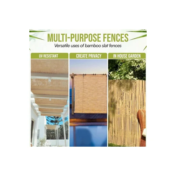 4m Heavy-Duty Bamboo Garden Fence Screening-Outdoor Privacy Slat Panel