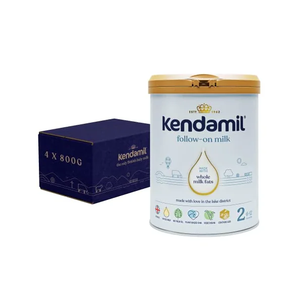 (4x800g) Kendamil Follow-On Milk 4-Pack, Stage 2, 6-12 Months – British Made, Whole Milk Formula – Vegetarian, No Palm Oil, No GMOs – with Omega 3 DHA, Omega 6 ARA and Prebiotics