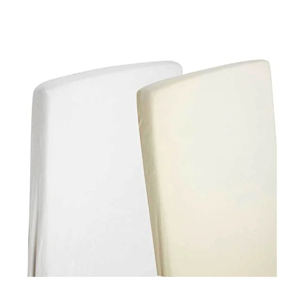 4X Cot Bed 100% Cotton Jersey Fitted Sheet 140cm x 70cm White & Cream