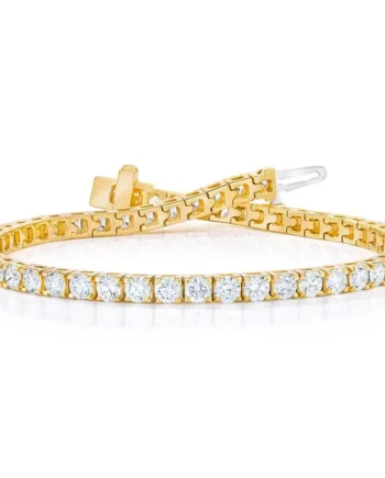 5.00ctw Round Brilliant Cut Diamond Tennis Bracelet, 18ct Yellow Gold