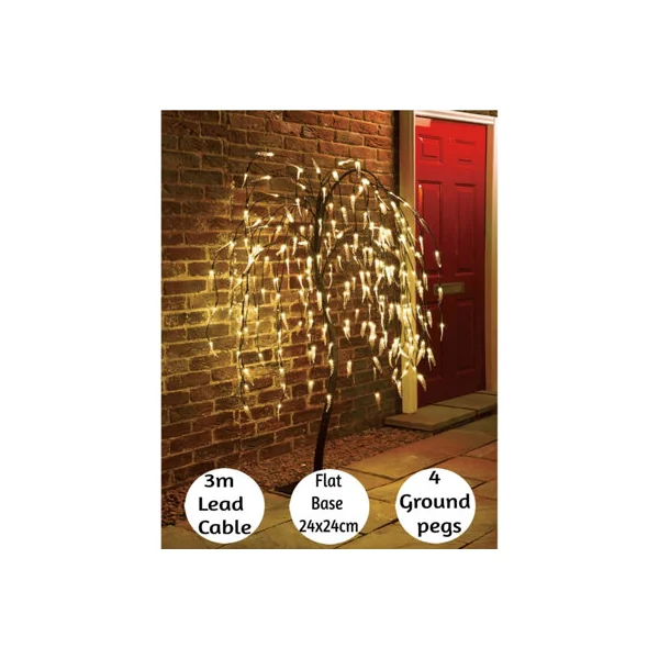5 FT Weeping Willow Tree for Garden Solar Powered Outdoor Decorations 240 LED Lights