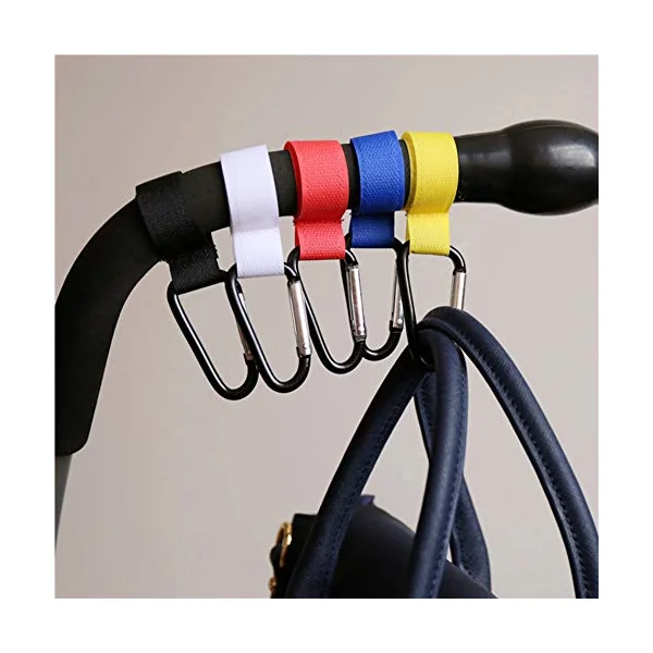 5 Pack Baby Stroller Hooks, Multi Purpose Stroller Accessories, Hanger for Baby Diaper Bags, Edible Clothes, Purse