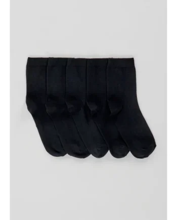 5 Pack Black Ankle Socks